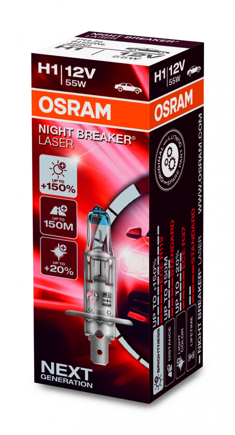 17159603-6435-11ea-a251-04d9f508137a Автолампа H1 55W+150% (64150NL) 1шт. Night Breaker Laser