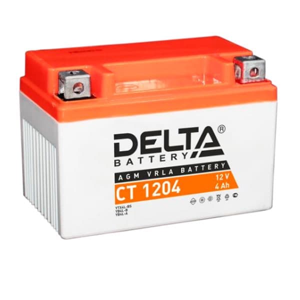 АКБ мото DELTA Battery AGM 4 А ч обратная R+ EN50 А 114x70x87 YB4L-B CT 1204